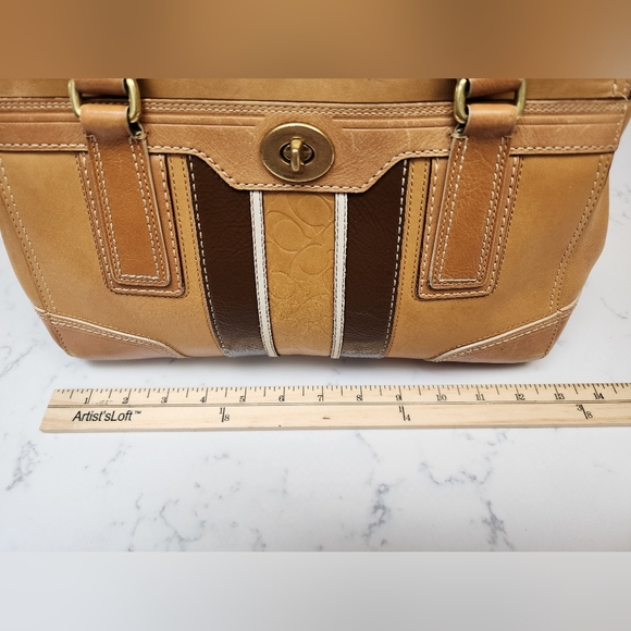 COACH Y2K Hampton Embossed Signature Stripe Leather Satchel 11609 EUC - Picture 15 of 16